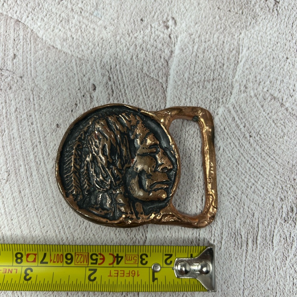 Solid Brass Native American Indian BTS Vintage Be… - image 3